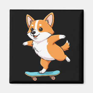 Funny Corgi Skater Skateboard Ballerina Mom Dad Ki Magnet