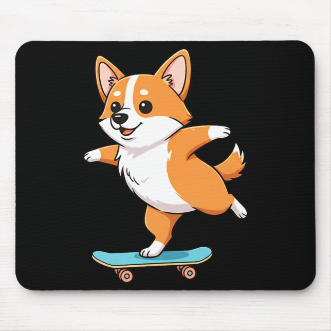Funny Corgi Skater Skateboard Ballerina Mom Dad Ki Mouse Mat (Front)