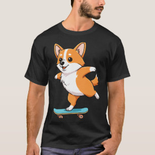 Funny Corgi Skater Skateboard Ballerina Mom Dad Ki T-Shirt