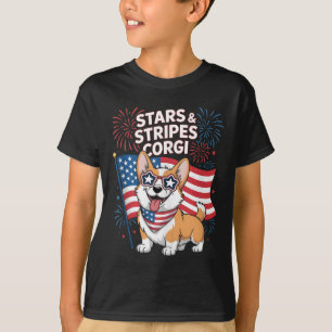 Funny Corgi Team American Patriotic Fourth Of July T-Shirt