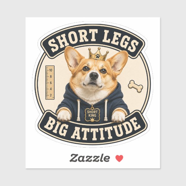 Funny Corgi Vinyl Sticker | Short Legs Big Attitud (Sheet)