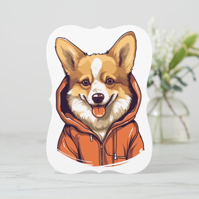 Funny Corgi Wearing Hoodie (Standing Front)