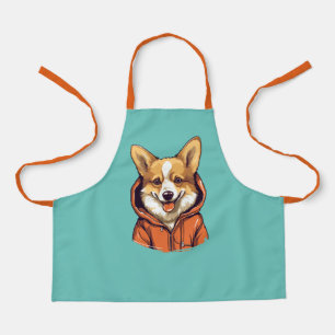 Funny Corgi Wearing Hoodie Apron