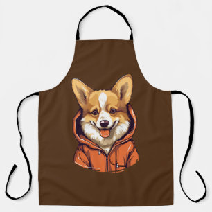Funny Corgi Wearing Hoodie Apron