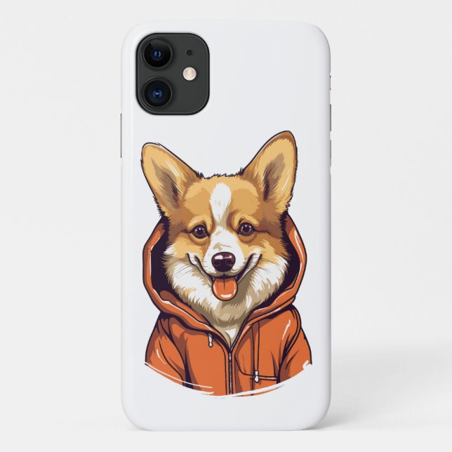 Funny Corgi Wearing Hoodie Case-Mate iPhone Case (Back)
