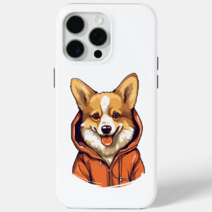 Funny Corgi Wearing Hoodie iPhone 15 Pro Max Case