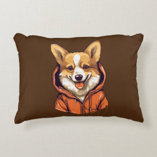 Funny Corgi Wearing Hoodie Decorative Cushion