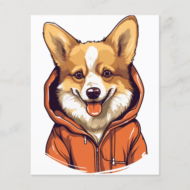 Funny Corgi Wearing Hoodie Flyer (Front)