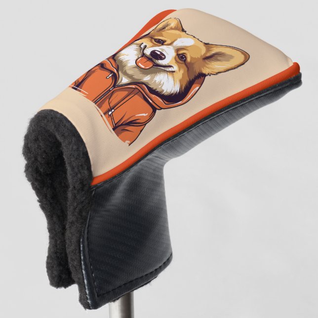 Funny Corgi Wearing Hoodie Golf Head Cover (3/4 Front)