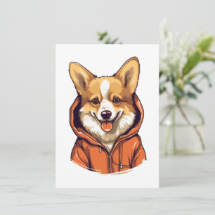 Funny Corgi Wearing Hoodie Invitation