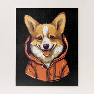 Funny Corgi Wearing Hoodie Jigsaw Puzzle