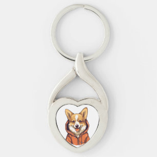 Funny Corgi Wearing Hoodie Key Ring