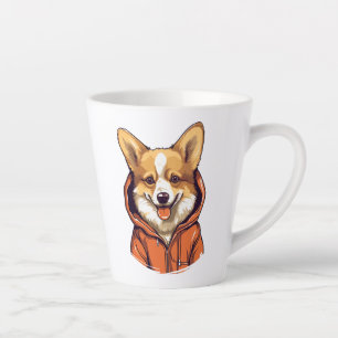 Funny Corgi Wearing Hoodie Latte Mug