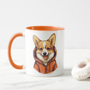 Funny Corgi Wearing Hoodie Mug