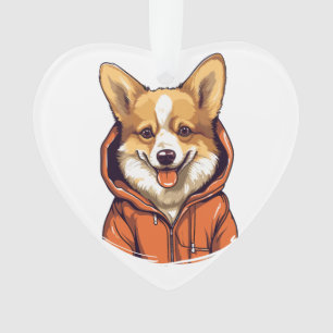 Funny Corgi Wearing Hoodie Ornament