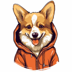 Funny Corgi Wearing Hoodie Photo Sculpture Magnet
