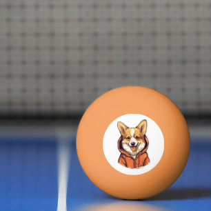 Funny Corgi Wearing Hoodie Ping Pong Ball