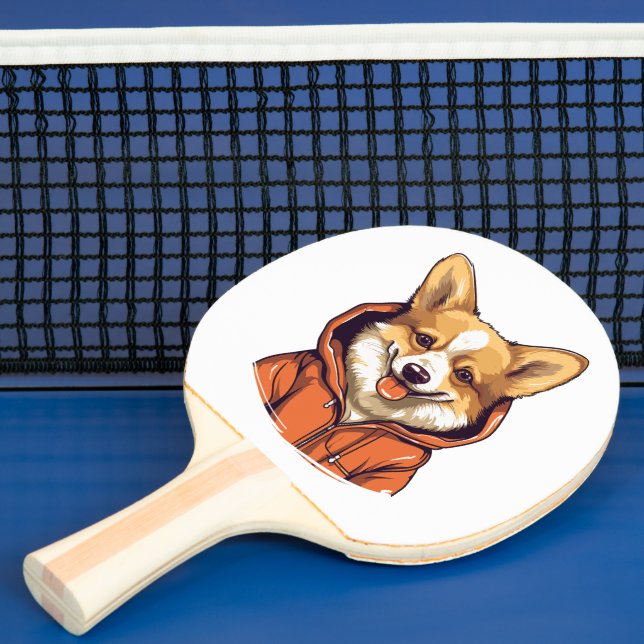 Funny Corgi Wearing Hoodie Ping Pong Paddle (Insitu)
