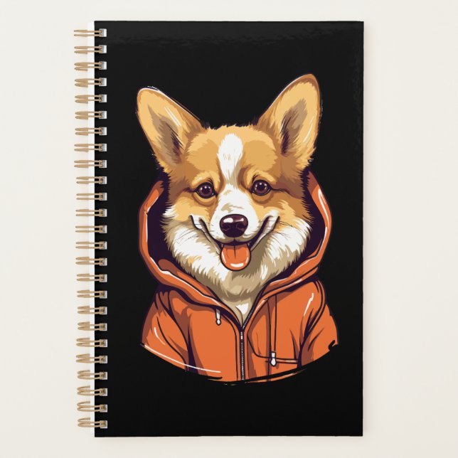 Funny Corgi Wearing Hoodie Planner (Front)