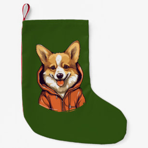 Funny Corgi Wearing Hoodie Small Christmas Stocking