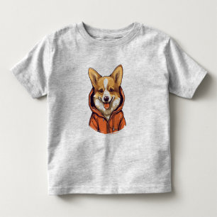 Funny Corgi Wearing Hoodie Toddler T-Shirt