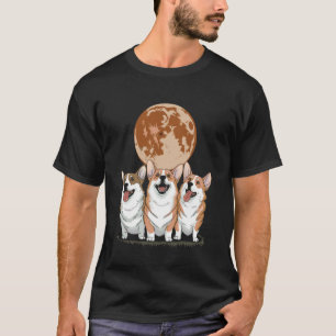 Funny Corgis Howling at Full Moon T-Shirt