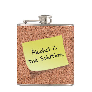 FUNNY Cork Board with Customisable Text on Post It Hip Flask