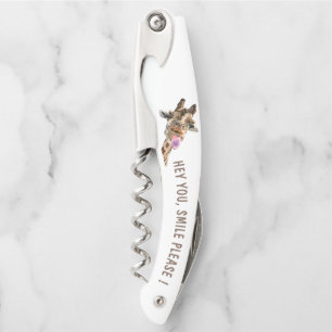 Funny Corkscrew Playful Giraffe Smile Custom Text
