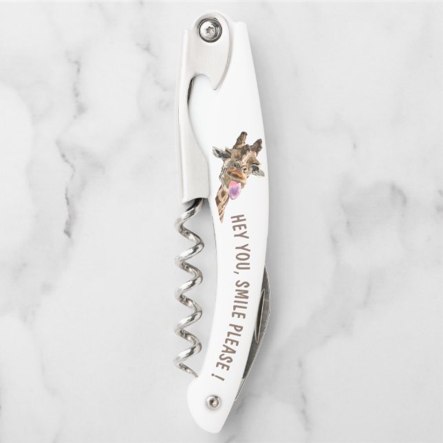 Funny Corkscrew Playful Giraffe Smile Custom Text (Front)