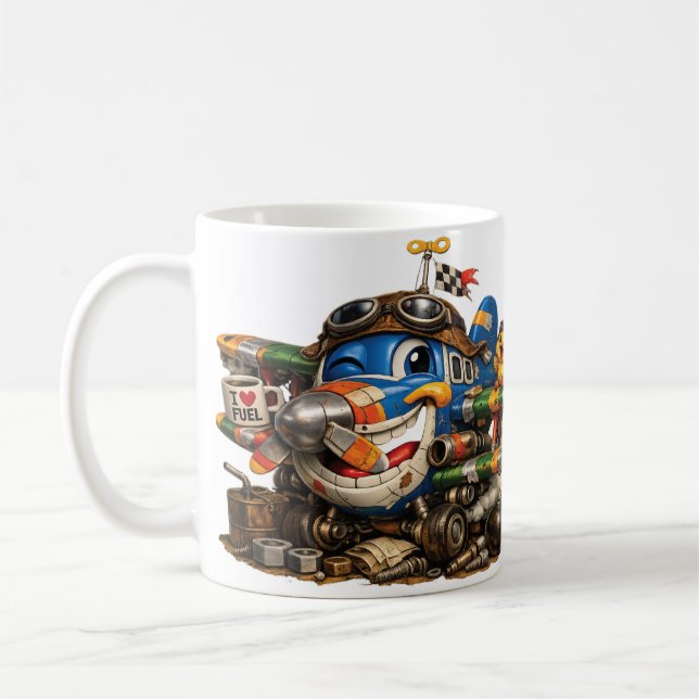 Funny Corky Aeroplane Coffee Mug (Left)