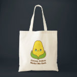 Funny Corn, Corny Jokes Make Me Sad Tote Bag<br><div class="desc">While you are having a laugh and chuckle over some corny joke, corn is sad because it is being made fun of. A kawaii cartoon of a cob of corn with tears streaming down its face. Amusing caption reads "Corny Jokes Make Me Sad." A good hearted message behind it is...</div>