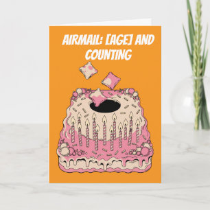 Funny Cornhole Airmail Birthday Cake Humour Card