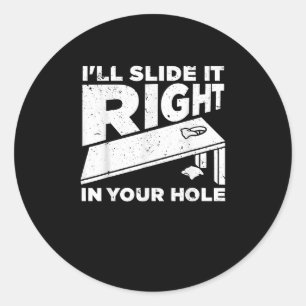 Funny Cornhole Design Sack Toss Game Lovers Classic Round Sticker