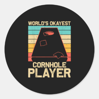 Funny Cornhole Gift Bean Bag Toss Game Players Classic Round Sticker