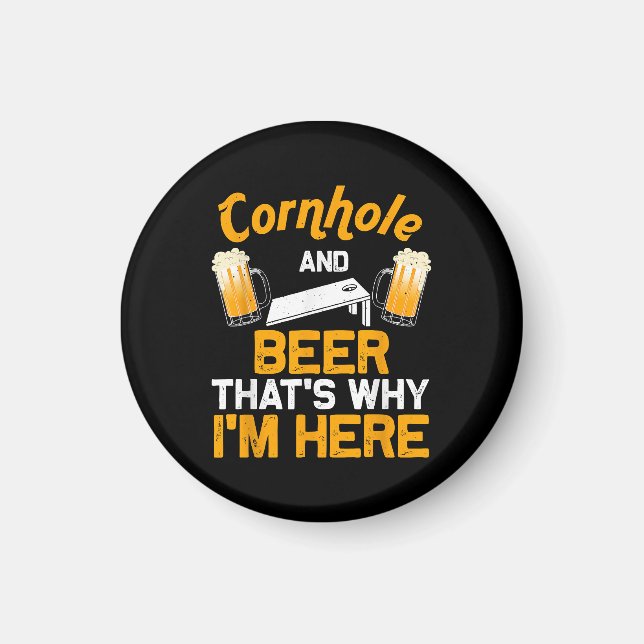 Funny Cornhole Gift For Men Cornhole Player Beer  Magnet (Front)