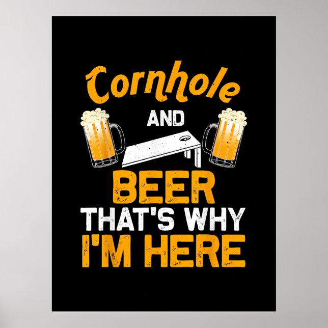 Funny Cornhole Gift For Men Cornhole Player Beer  Poster (Front)