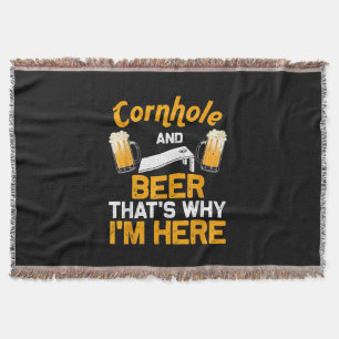 Funny Cornhole Gift For Men Cornhole Player Beer Throw Blanket