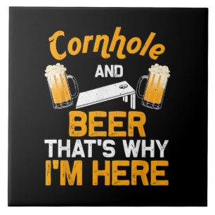 Funny Cornhole Gift For Men Cornhole Player Beer Tile