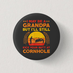 Funny Cornhole Grandpa Outfit Sack Toss 3 Cm Round Badge