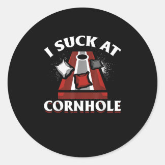Funny Cornhole I Suck At Cornhole Classic Round Sticker