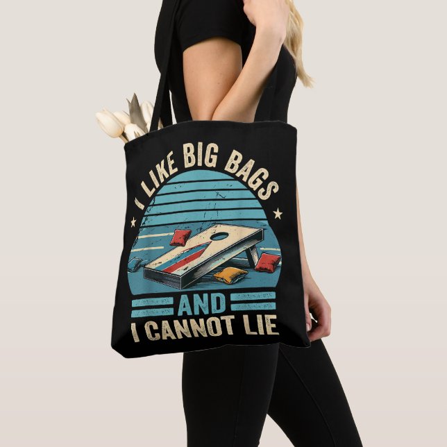 Funny Cornhole Player Saying I Like Big Bags  (Close Up)