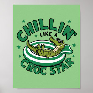 Funny corocdile cartoon croc summer poster