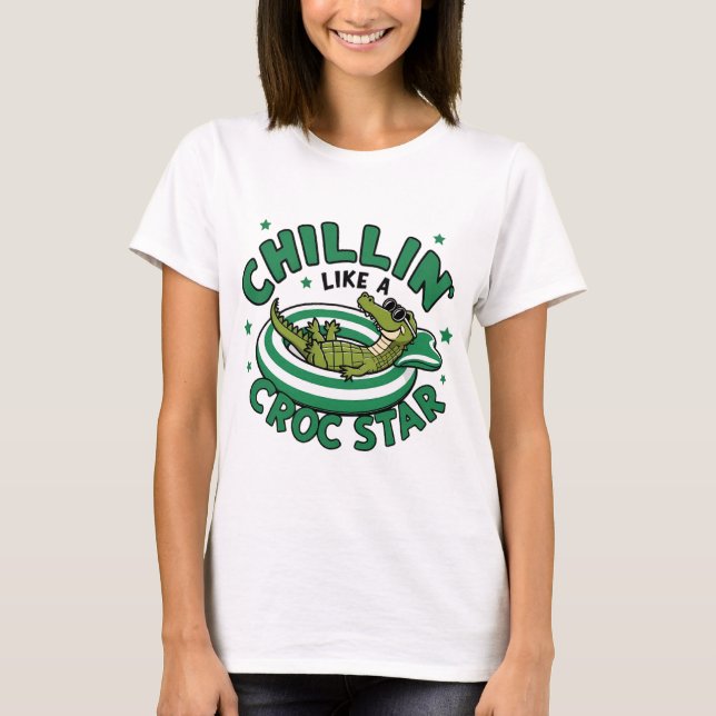 Funny corocdile cartoon croc summer T-Shirt (Front)