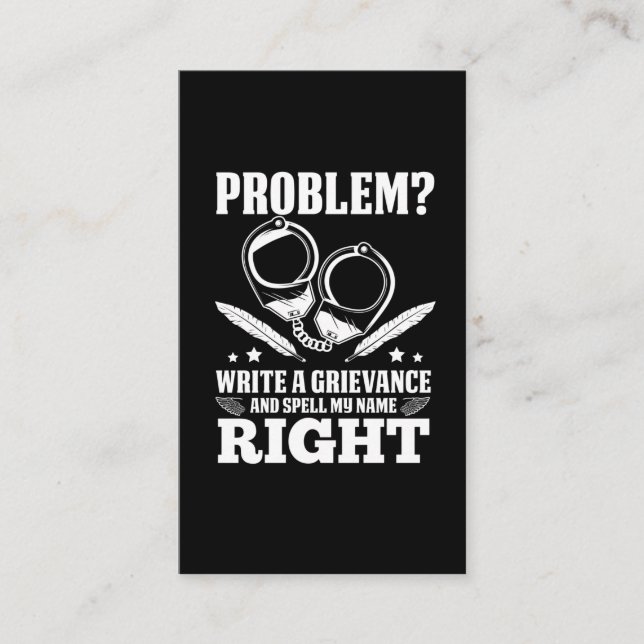 Funny Correctional Officer Grievance humour Business Card (Front)