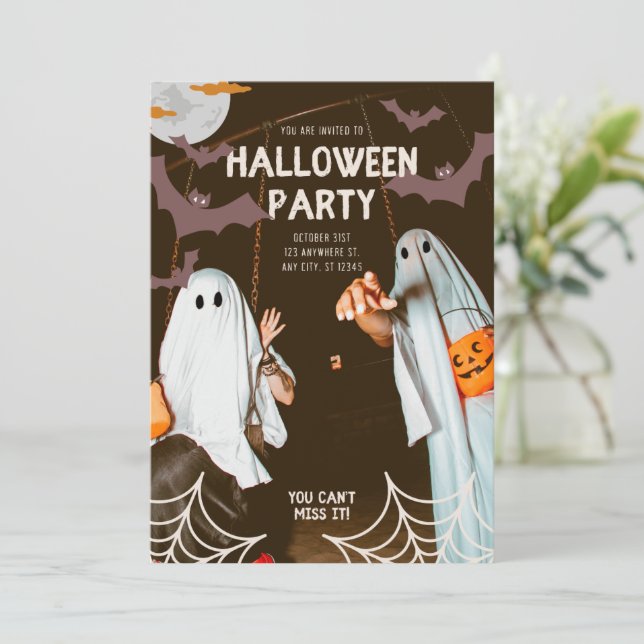 Funny Costume Halloween Party Invitation (Standing Front)