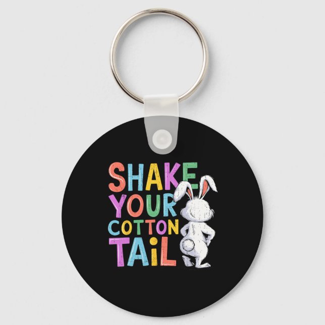 Funny Cotton Tail Easter Bunny Easter Day Gift For Key Ring (Front)