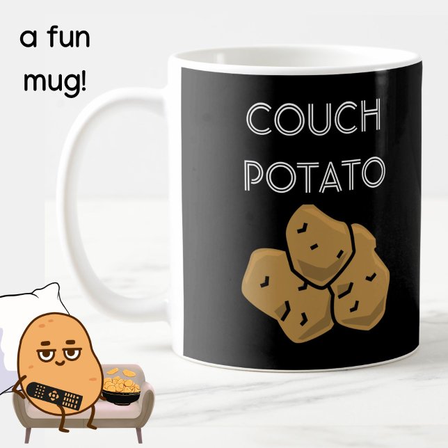 Funny "Couch Potato" Binge Watching Coffee Mug (A fun mug for the lovable couch potato in your life. Black. Choice of colors available. )