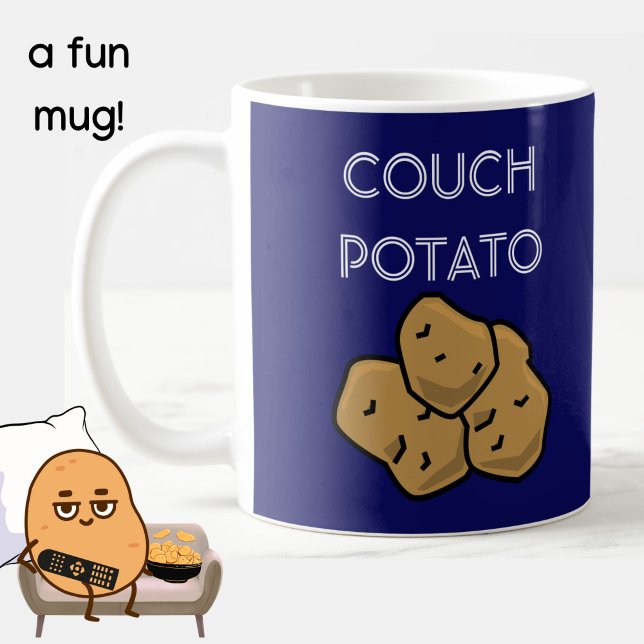 Funny "Couch Potato" Binge Watching Coffee Mug (A fun mug for the lovable couch potato in your life. Blue. Choice of colors available. )