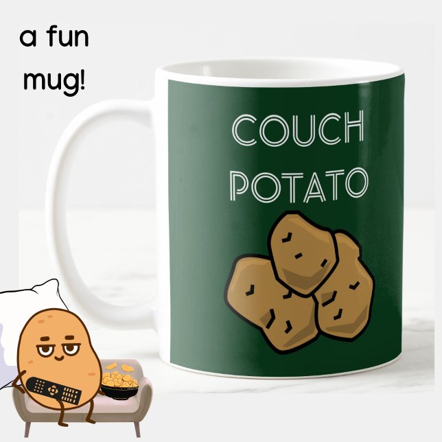Funny "Couch Potato" Binge Watching Coffee Mug (A fun mug for the lovable couch potato in your life. Green. Choice of colors available. )