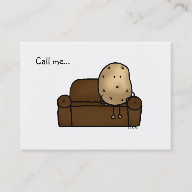 Funny Couch Potato Cartoon Design   Calling Card (Front)